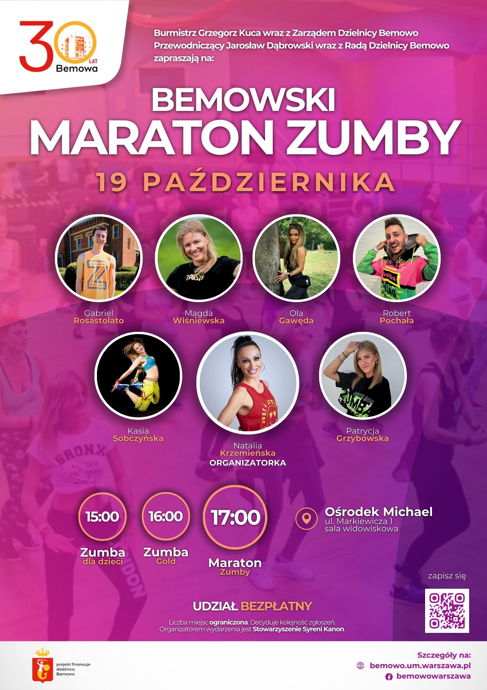 Bemowski maraton zumby plakat