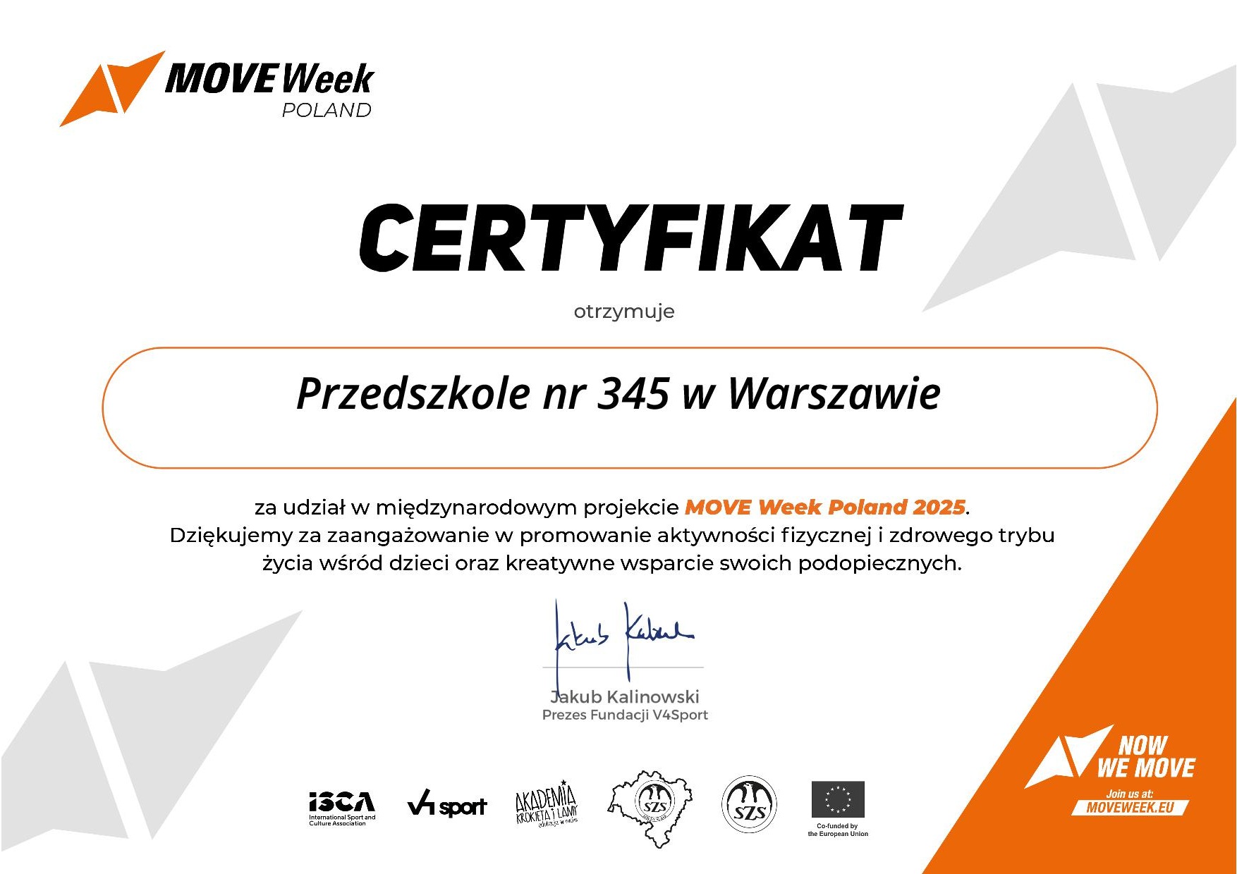 certyfikat Move Week