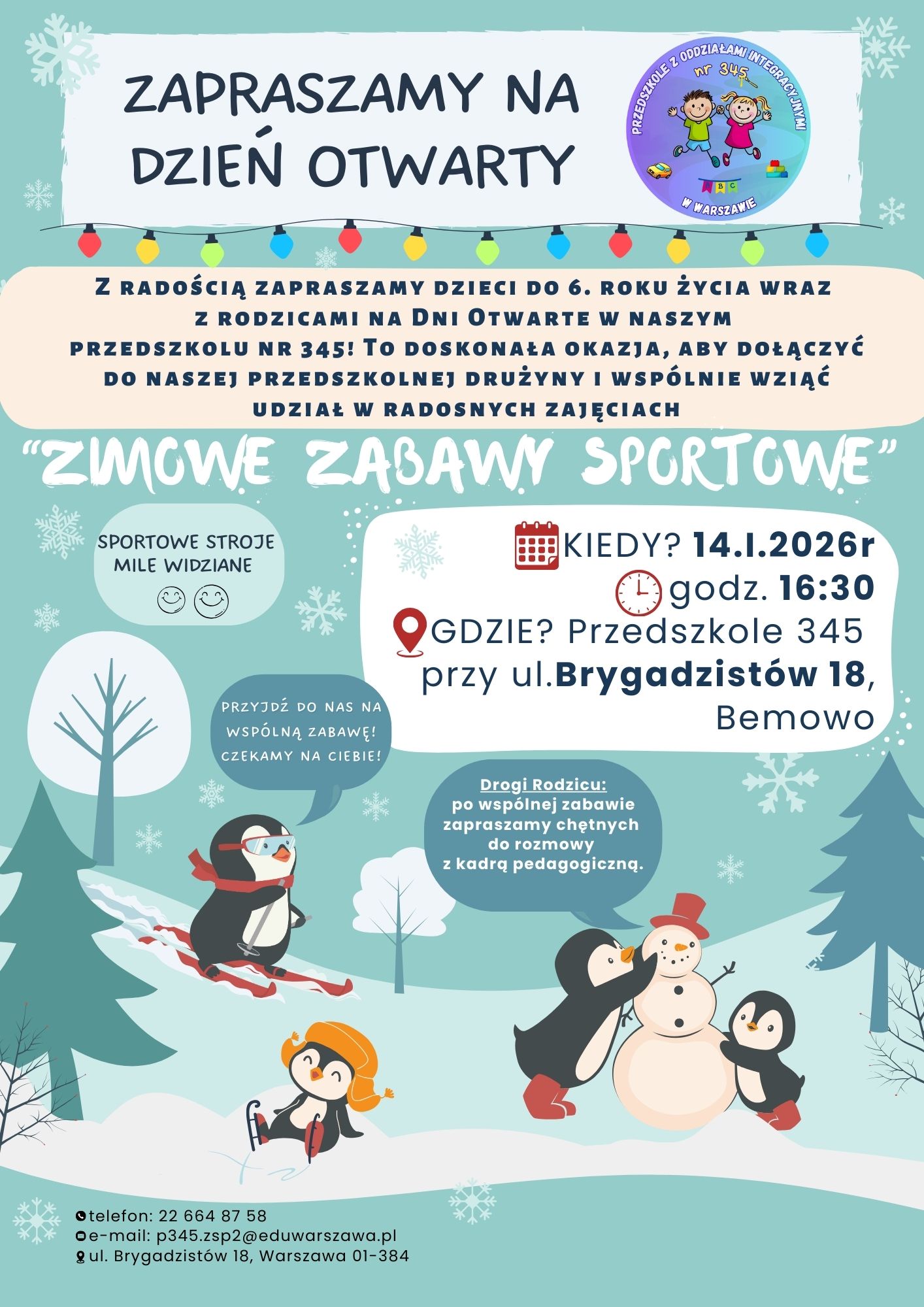 plakat informujący o dniu otwartym w przedszkolu